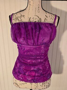 NWT Victoria Secrets "Sexy Little Things" Purple Ruched Glitter Corset Top (L)